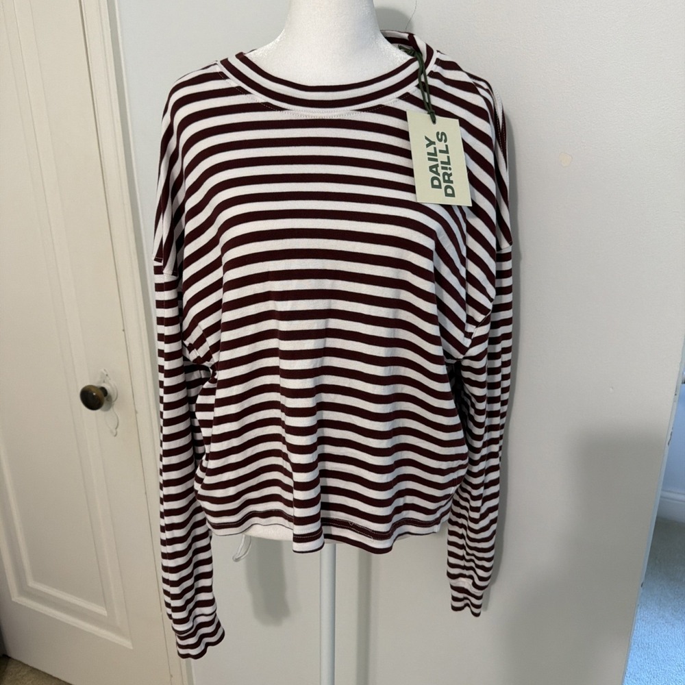 NWT Daily Drills BODEGA WHITE RED Striped  Long Sleeve Tee XS/S Sold Out